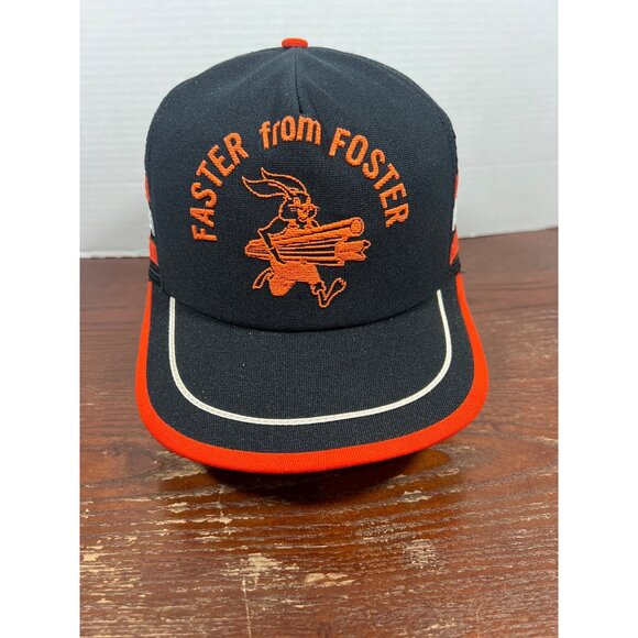 Vintage 3 Stripe Faster From Foster Rabbit Snapback Trucker Hat X3 - Picture 1 of 5